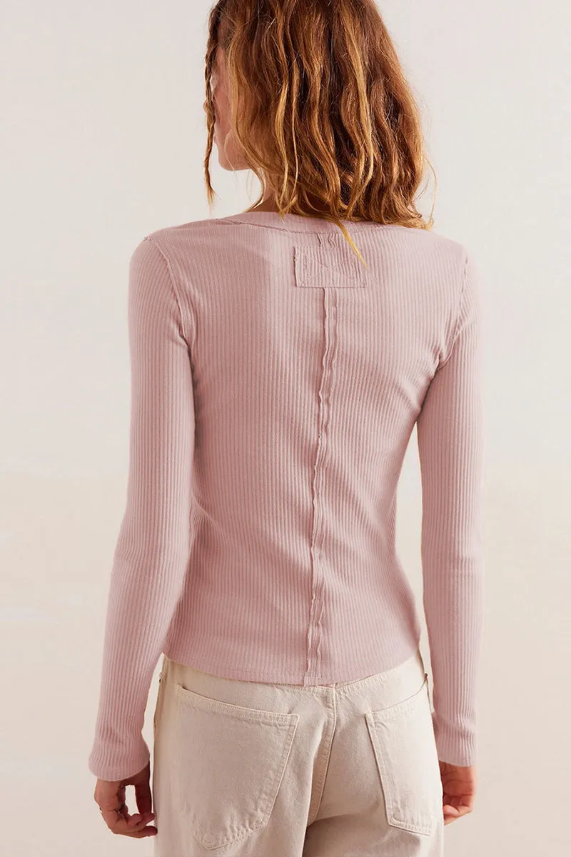 Long Sleeve Button Round Neck Ribbed Knit Cardigan