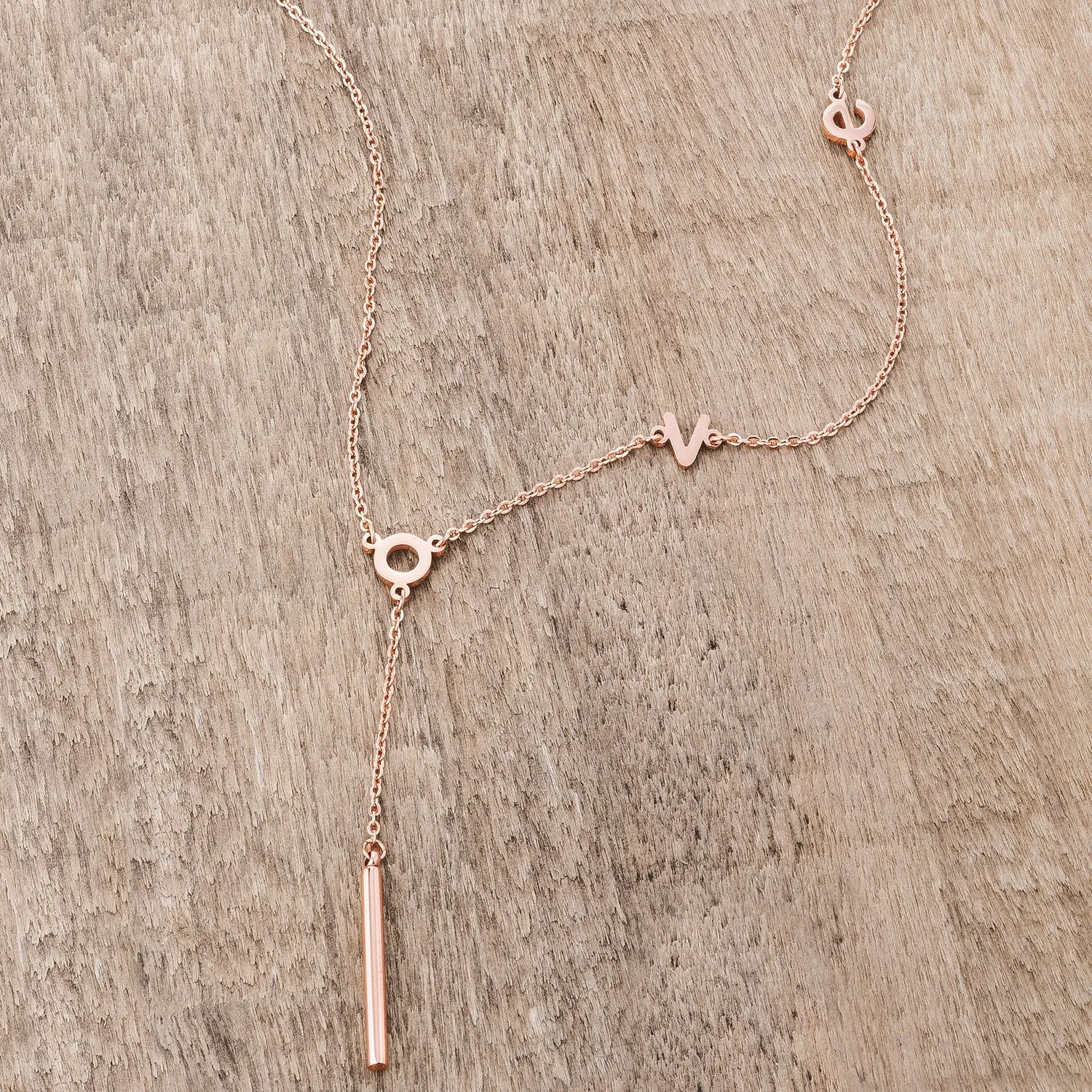 Love Rose Gold Stainless Steel Necklace