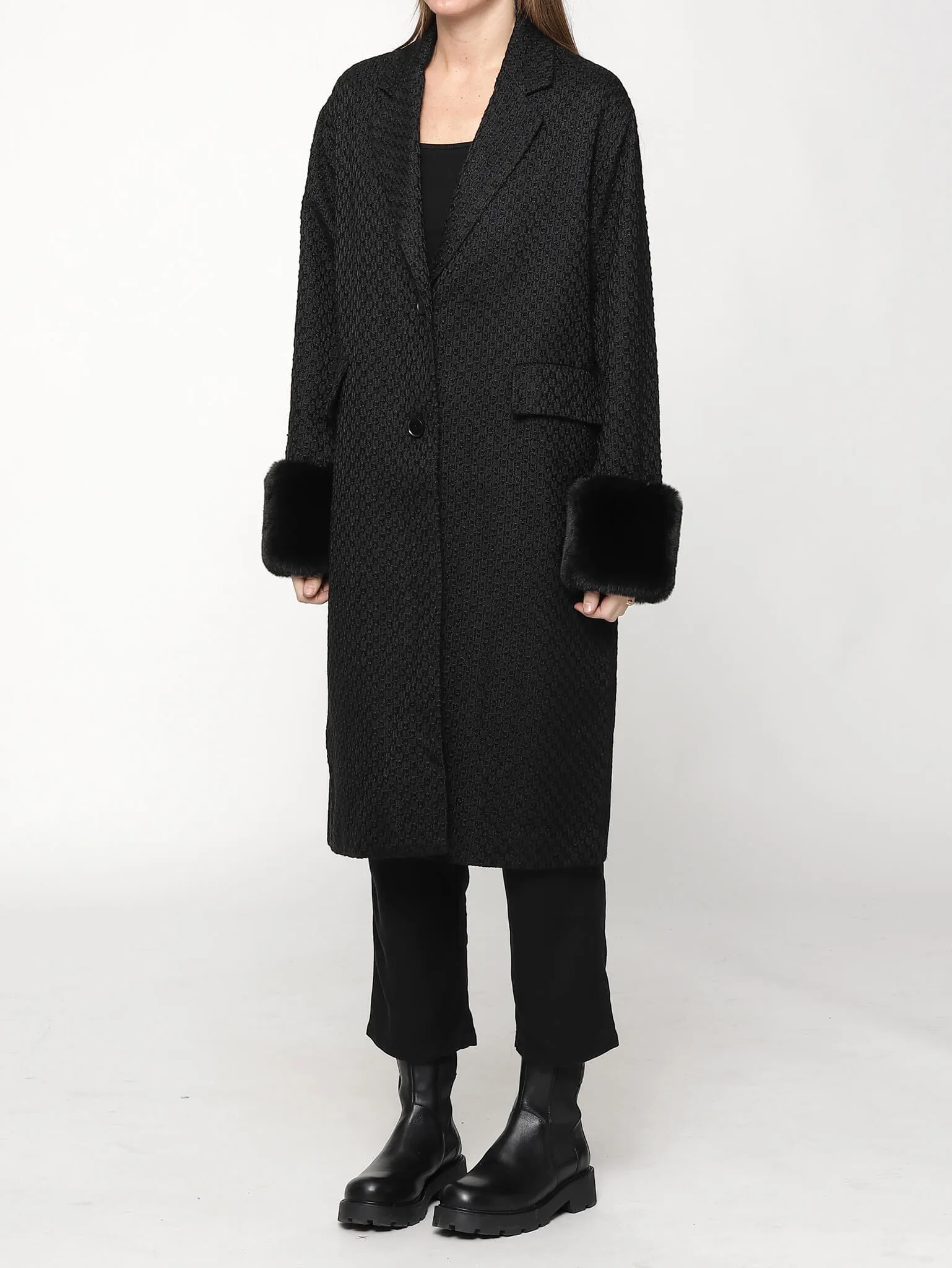 Manja Coat - Black Boucle