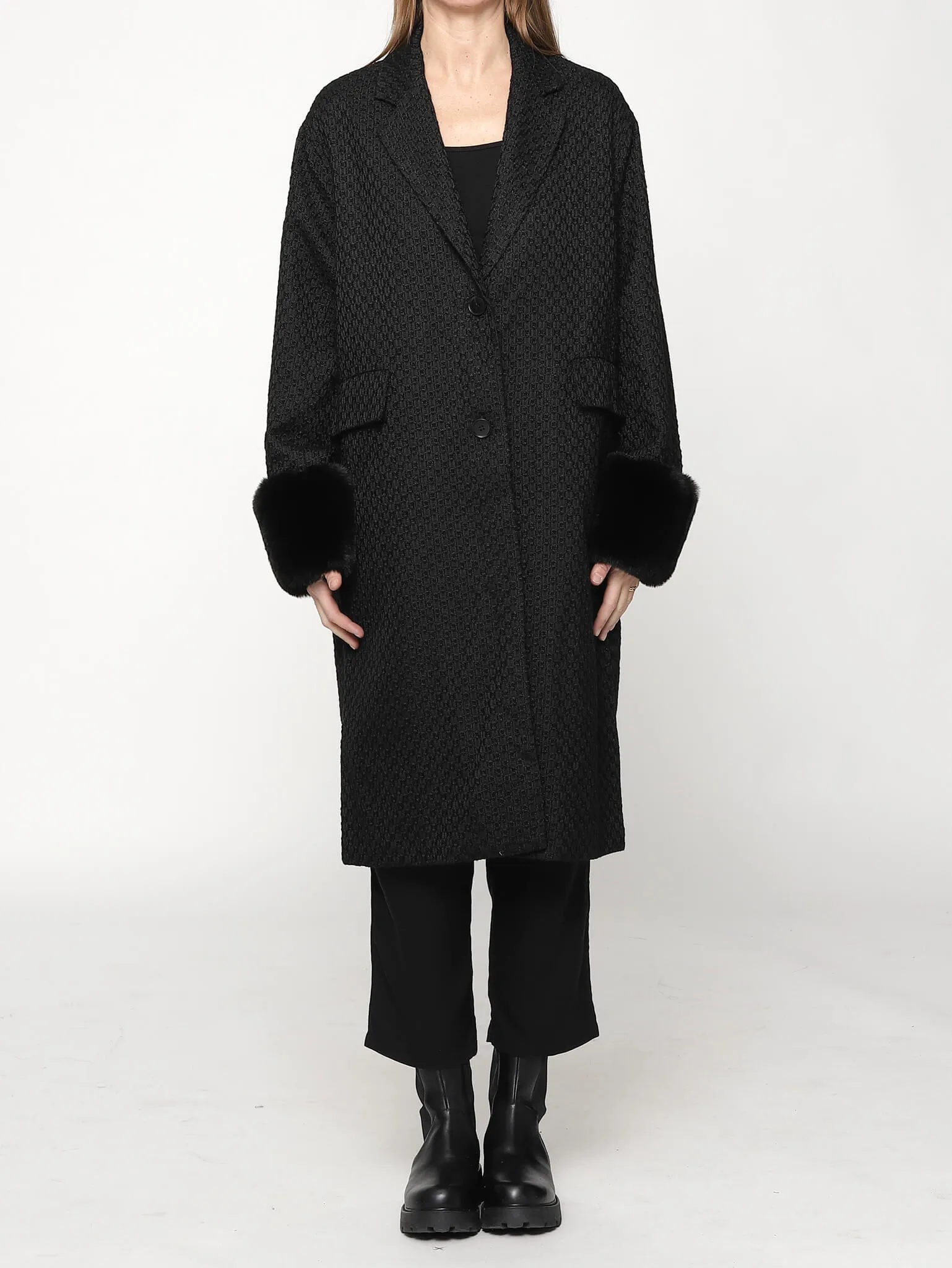 Manja Coat - Black Boucle