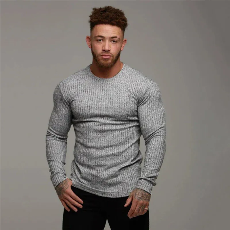 Men's Casual Crew Neck Slim Fit Ribbed Jumper  | Ideal for Autumn/Winter