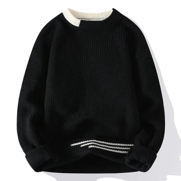 Men's Classic Color Block Round Neck Knitted Jumper | Ideal for Autumn/Winter