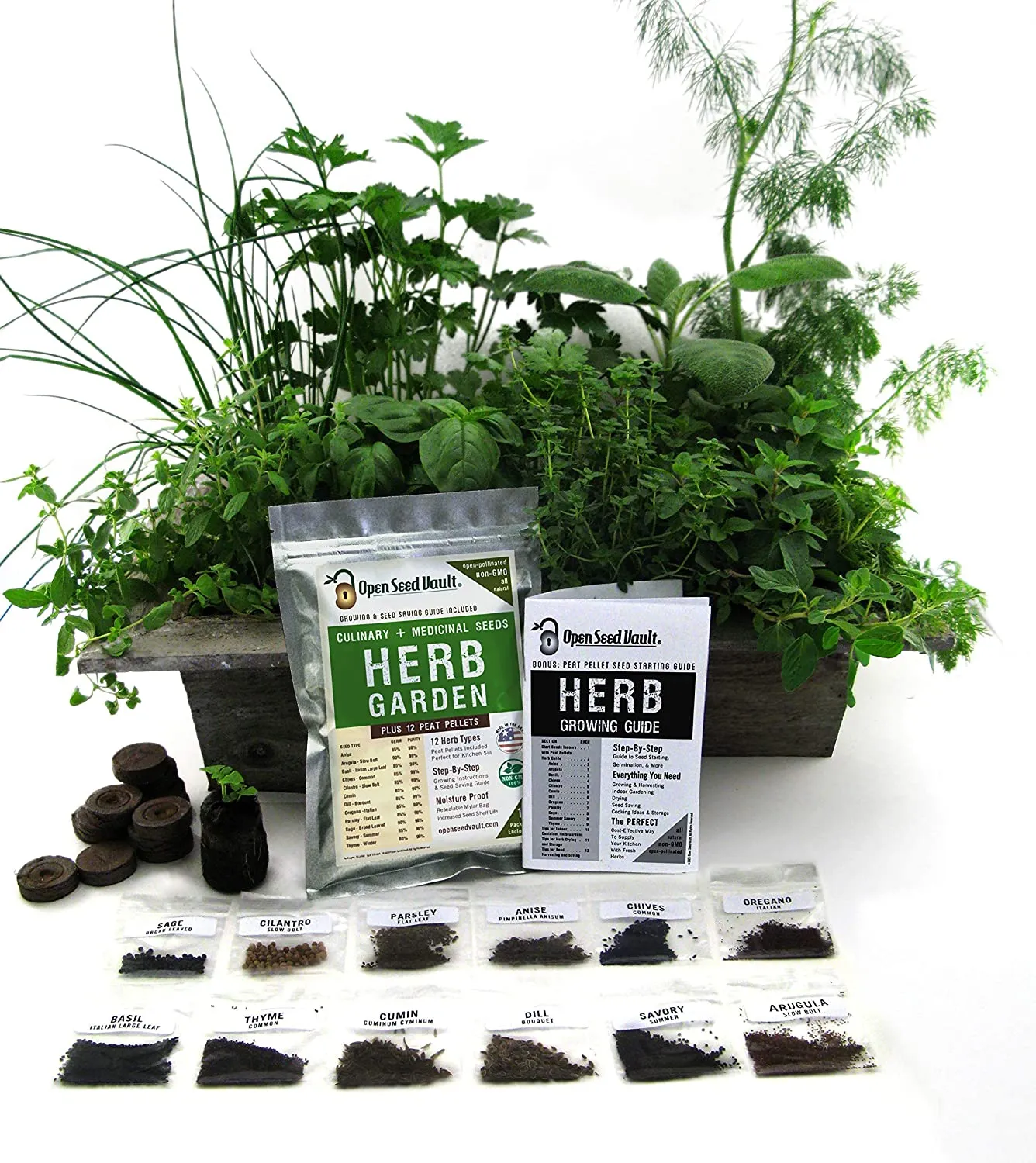 Open Seed Vault Herb Garden - Non-GMO. Herbs, Medicinal Seeds