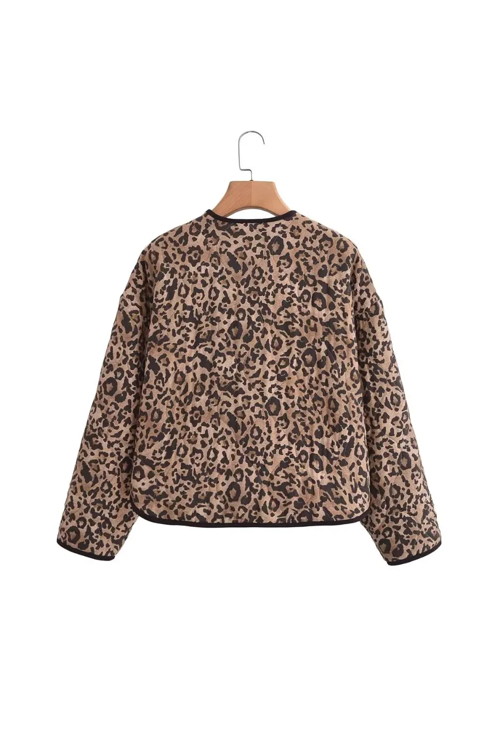 'Pamela' Leopard Print Round-Neck Casual Jacket