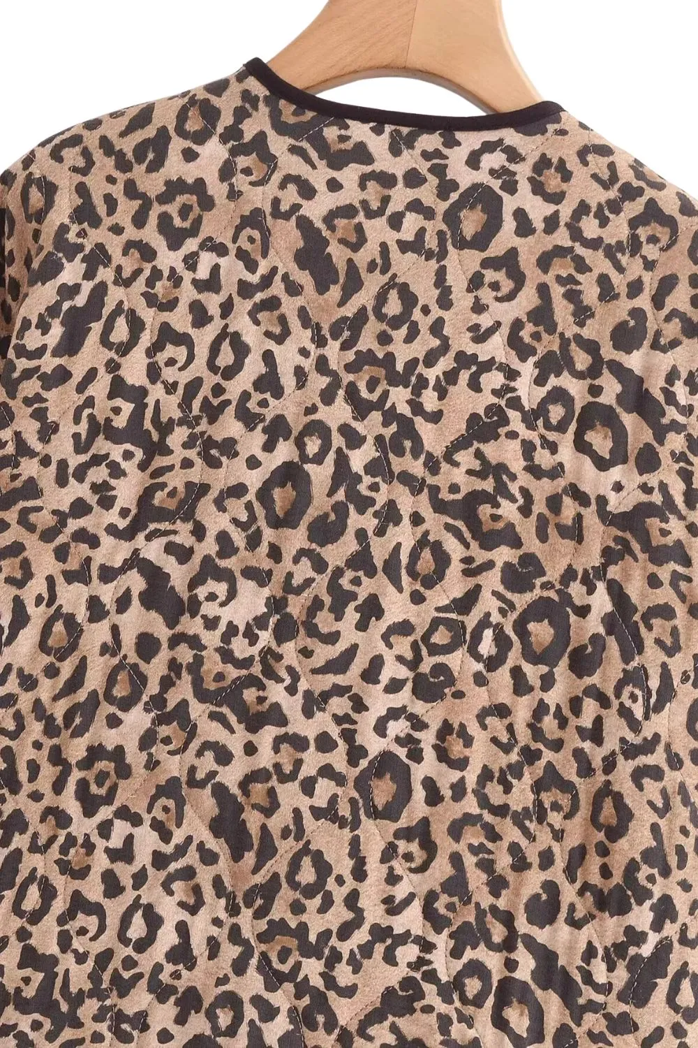 'Pamela' Leopard Print Round-Neck Casual Jacket