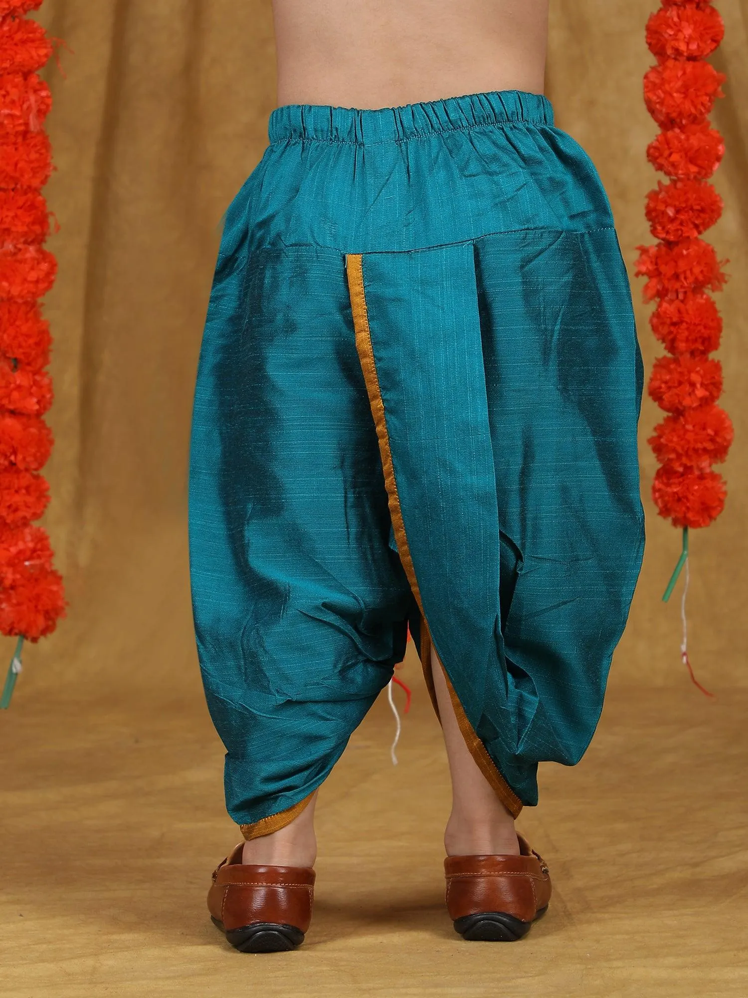 Polka Tots Full Sleeve Angrakha With Dhoti - Blue