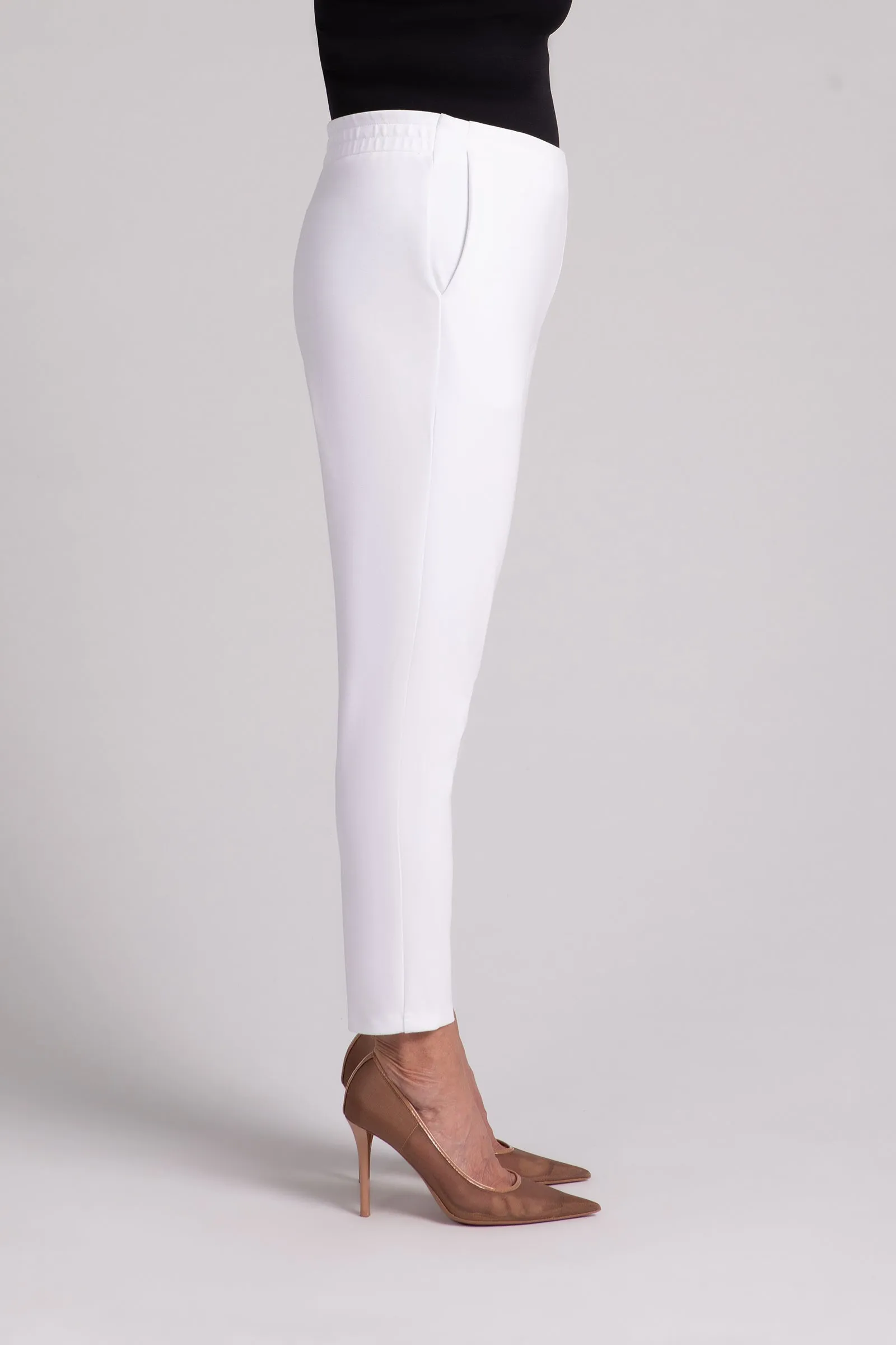 Ponte Pull On Pencil Ankle Pant | White