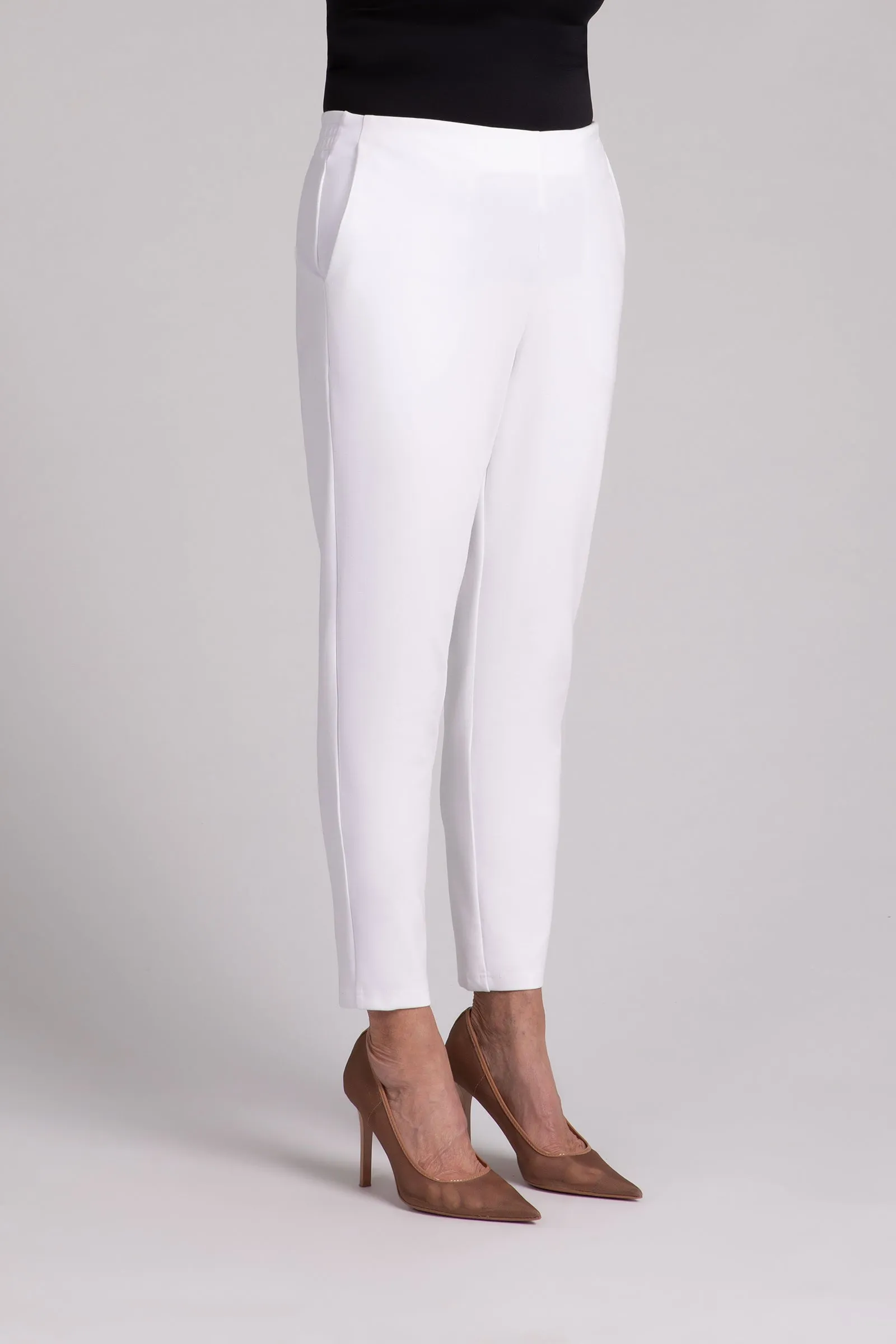 Ponte Pull On Pencil Ankle Pant | White