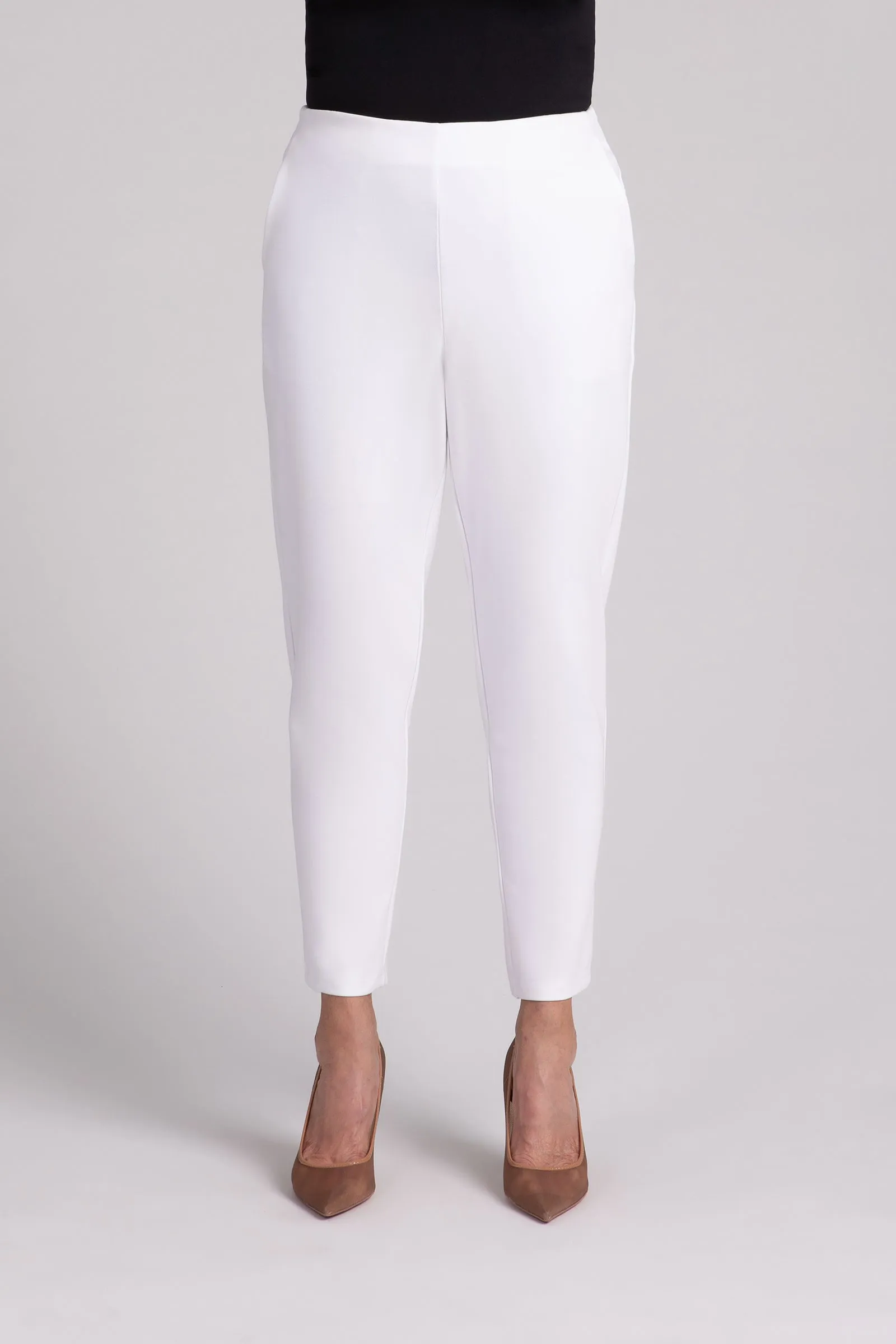 Ponte Pull On Pencil Ankle Pant | White