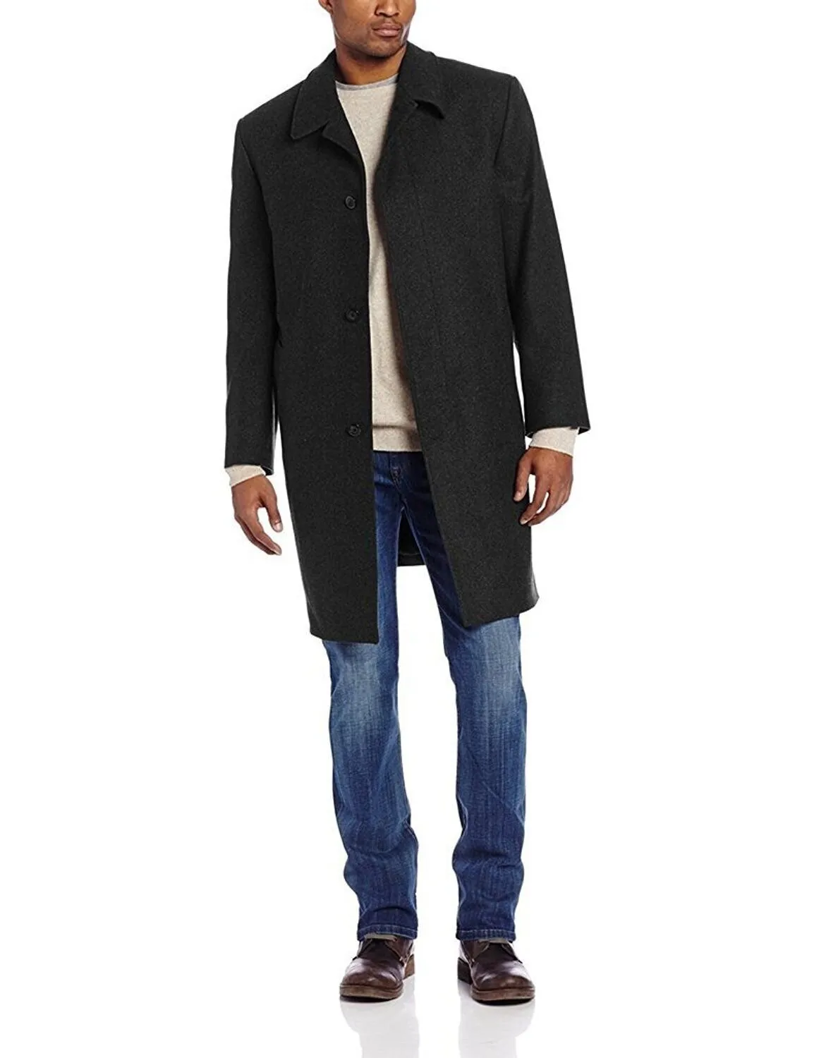 Private Label Men's Single Breasted Three Quater Length 100% Wool Topcoat - CLEARANCE - FINAL SALE