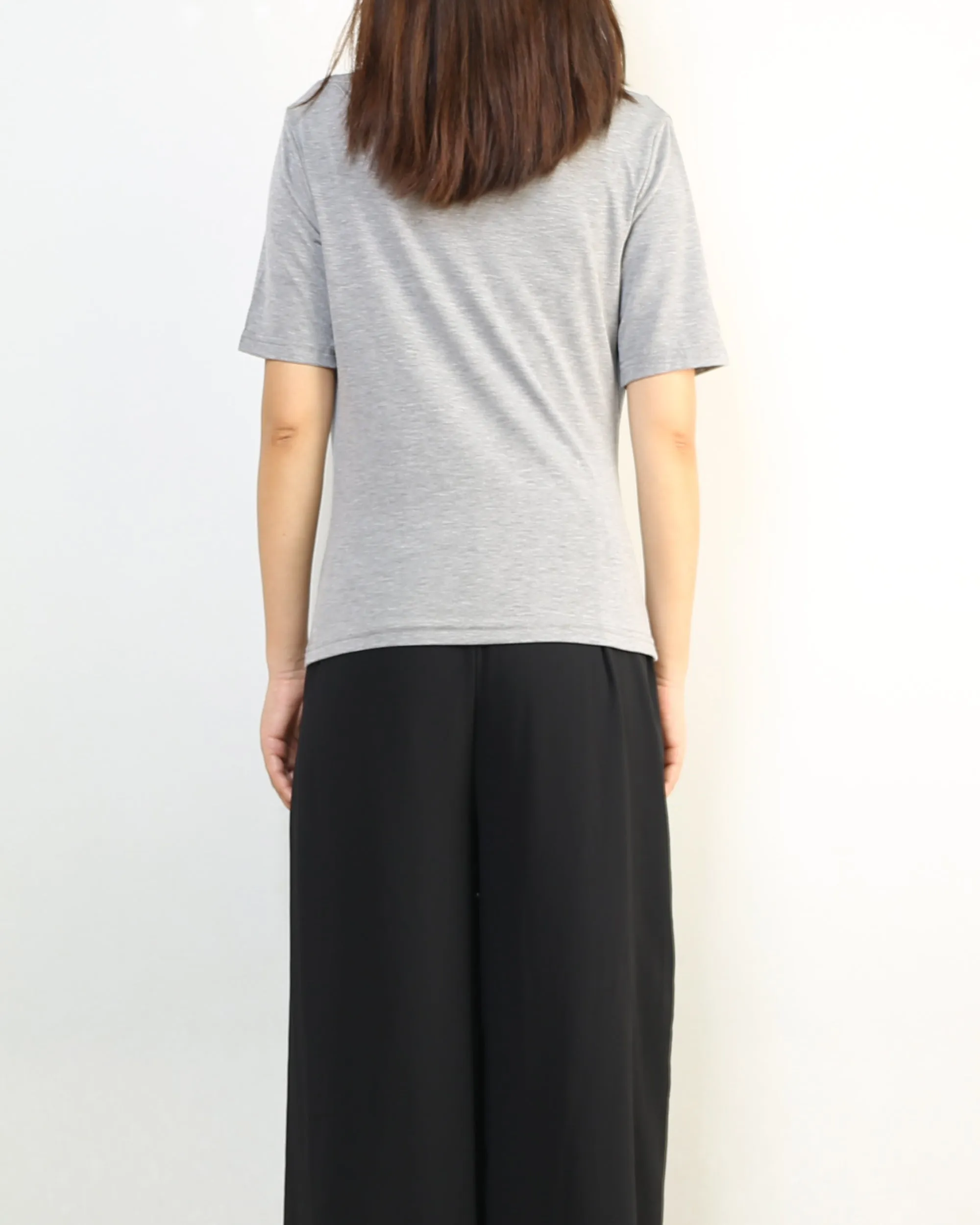 Short sleeve t-shirt, modal cotton top, boho drapes t-shirt, soft gray t-shirt, summer top(Y2049)