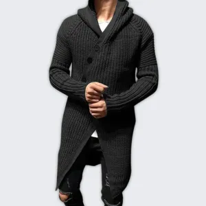 Sophisticated Men's Winter Long Knitted Coat - Warm & Stylish