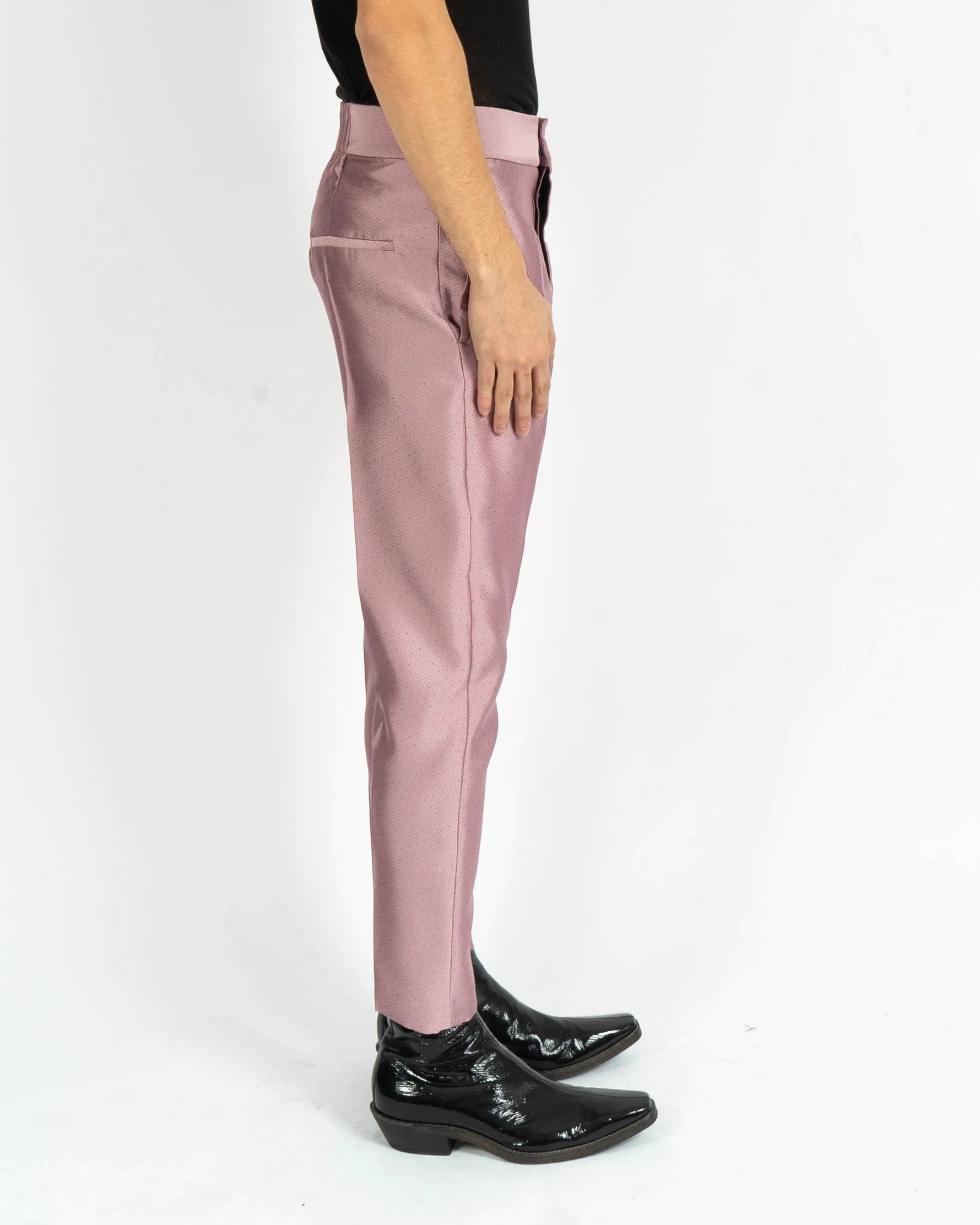 SS18 Pink Textured Silk Trousers