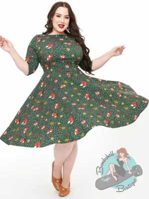 Unique Vintage Devon Winter Fox Swing Dress