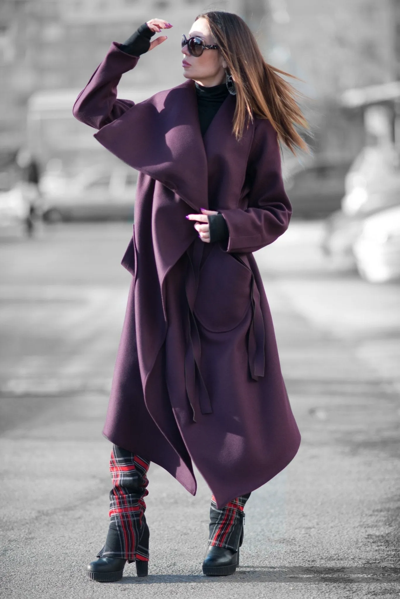 VICTORIA Autumn Women Purple Coat