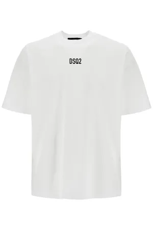 WHITE COTTON T-SHIRT WITH DSQ2 LOGO